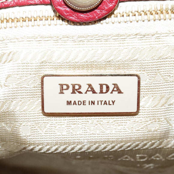 PRADA Chain Tote Bag Canvas Beige Gold Auth 104231