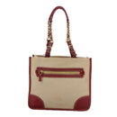 PRADA Chain Tote Bag Canvas Beige Gold Auth 104231-13
