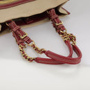 PRADA Chain Tote Bag Canvas Beige Gold Auth 104231-7