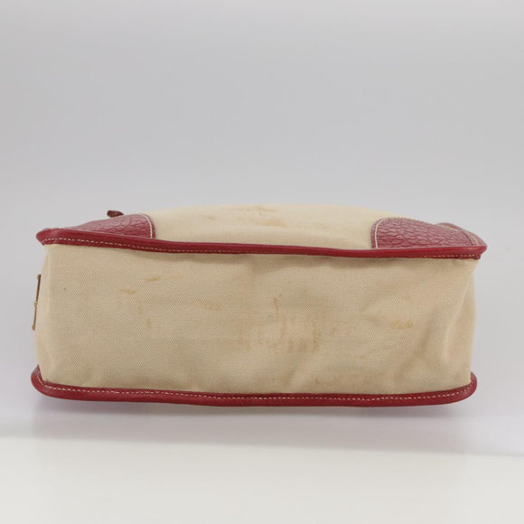 PRADA Chain Tote Bag Canvas Beige Gold Auth 104231