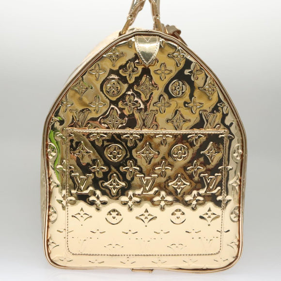 LOUIS VUITTON Monogram Miroir Keepall 55 Boston Bag Gold LV Auth 104239S