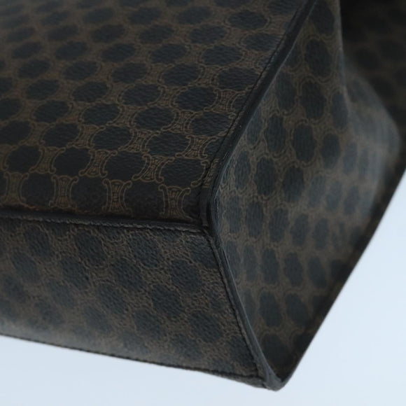 CELINE Macadam Canvas Shoulder Bag PVC Leather Black Gold Auth 104249