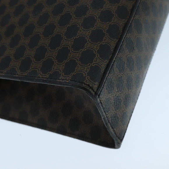 CELINE Macadam Canvas Shoulder Bag PVC Leather Black Gold Auth 104249