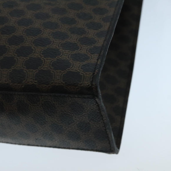 CELINE Macadam Canvas Shoulder Bag PVC Leather Black Gold Auth 104249