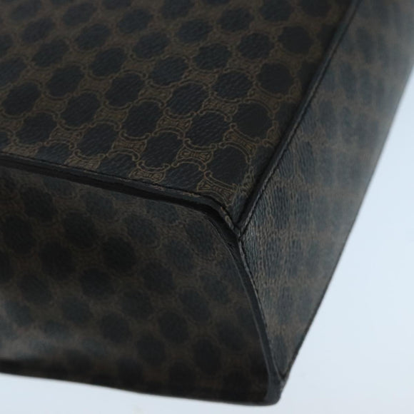 CELINE Macadam Canvas Shoulder Bag PVC Leather Black Gold Auth 104249