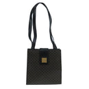 CELINE Macadam Canvas Shoulder Bag PVC Leather Black Gold Auth 104249-13