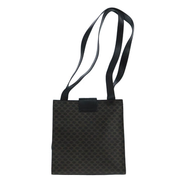 CELINE Macadam Canvas Shoulder Bag PVC Leather Black Gold Auth 104249 - 0