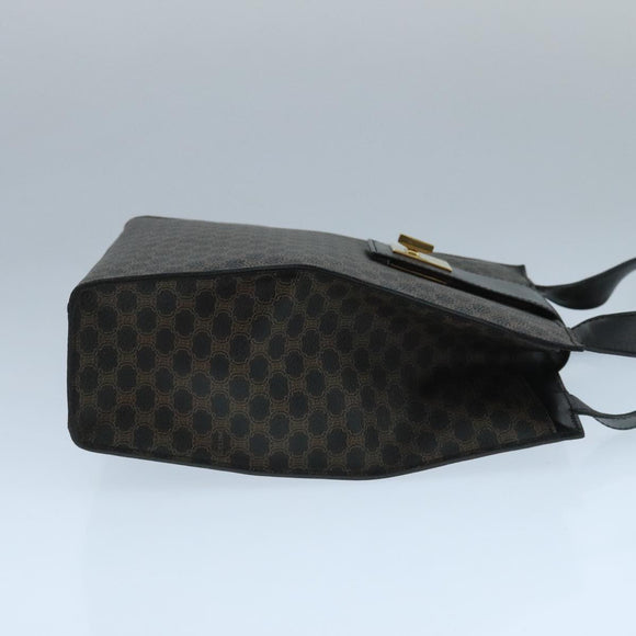 CELINE Macadam Canvas Shoulder Bag PVC Leather Black Gold Auth 104249