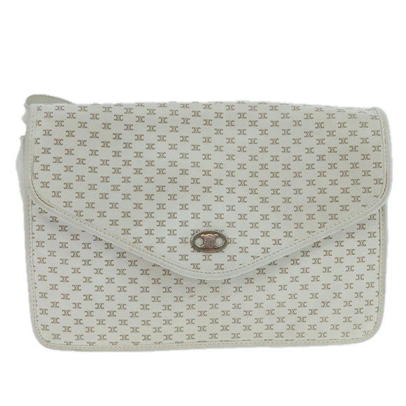 CELINE Macadam Canvas Shoulder Bag White Auth 104252