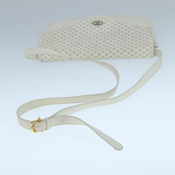 CELINE Macadam Canvas Shoulder Bag White Auth 104252