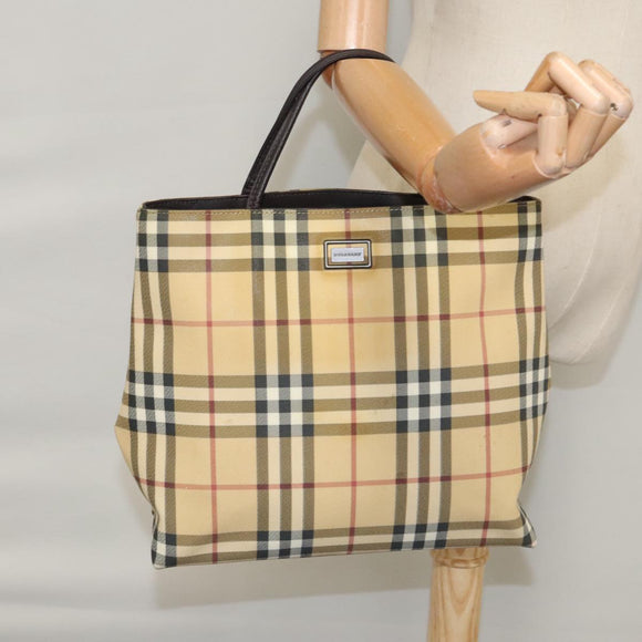 BURBERRY Nova Check Tote Bag PVC Beige Auth 104293