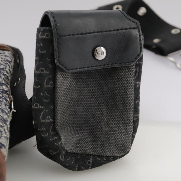 Christian Dior Trotter Canvas Waist bag Navy Silver Auth 104311
