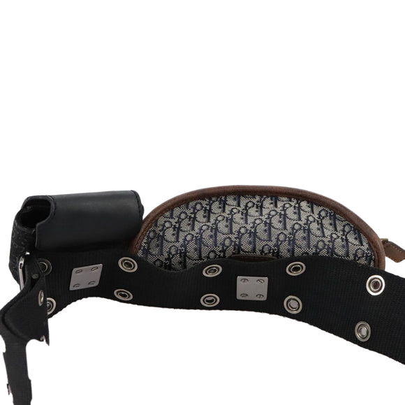 Christian Dior Trotter Canvas Waist bag Navy Silver Auth 104311