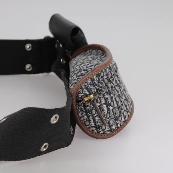 Christian Dior Trotter Canvas Waist bag Navy Silver Auth 104311