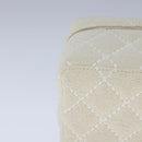 CHANEL Vanity Chain Wild Stitch Pouch Cotton White CC Auth 104339AV-15