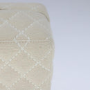 CHANEL Vanity Chain Wild Stitch Pouch Cotton White CC Auth 104339AV-16