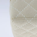 CHANEL Vanity Chain Wild Stitch Pouch Cotton White CC Auth 104339AV-17