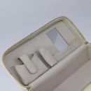 CHANEL Vanity Chain Wild Stitch Pouch Cotton White CC Auth 104339AV-9