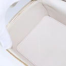 CHANEL Vanity Chain Wild Stitch Pouch Cotton White CC Auth 104339AV-21