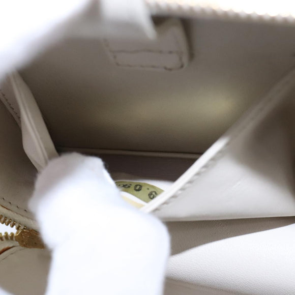 CHANEL Vanity Chain Wild Stitch Pouch Cotton White CC Auth 104339AV