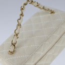 CHANEL Vanity Chain Wild Stitch Pouch Cotton White CC Auth 104339AV-6