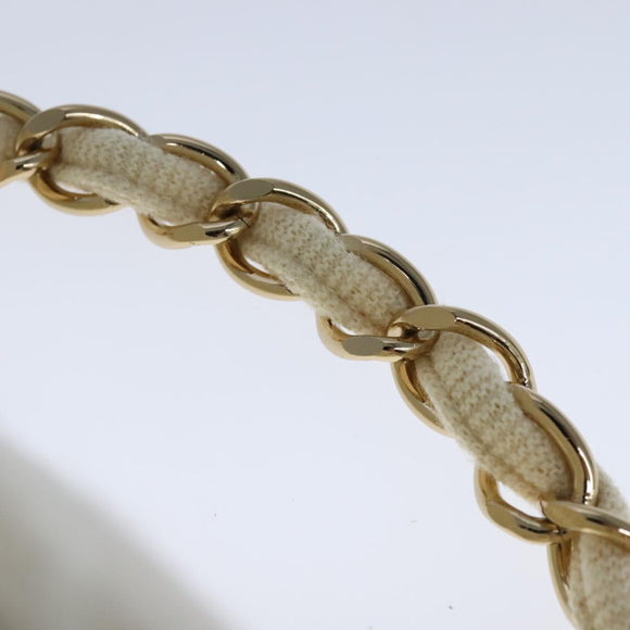 CHANEL Vanity Chain Wild Stitch Pouch Cotton White CC Auth 104339AV