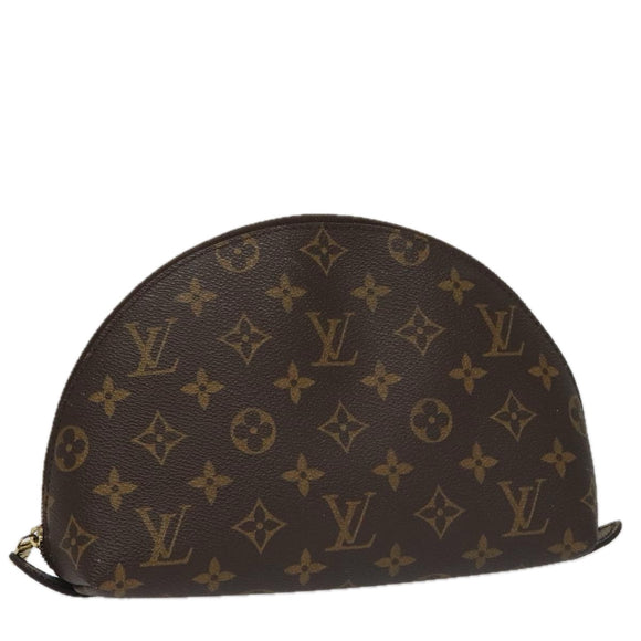 LOUIS VUITTON Monogram Trousse Demi Ronde Cosmetic Pouch M47520 LV Auth 104341
