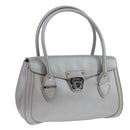 Salvatore Ferragamo Gancini Hand Bag Leather Silver Auth 104358-1