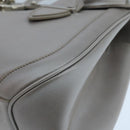 Salvatore Ferragamo Gancini Hand Bag Leather Silver Auth 104358-9
