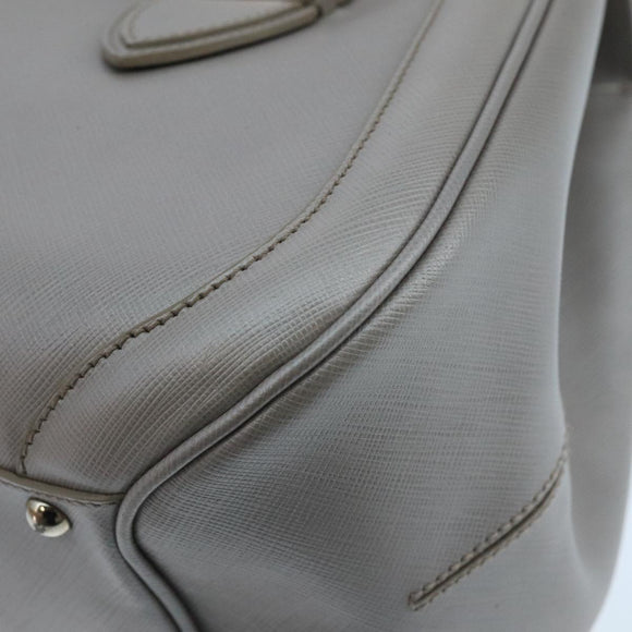 Salvatore Ferragamo Gancini Hand Bag Leather Silver Auth 104358