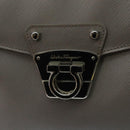Salvatore Ferragamo Gancini Hand Bag Leather Silver Auth 104358-17