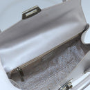 Salvatore Ferragamo Gancini Hand Bag Leather Silver Auth 104358-18