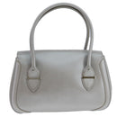 Salvatore Ferragamo Gancini Hand Bag Leather Silver Auth 104358-2