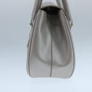 Salvatore Ferragamo Gancini Hand Bag Leather Silver Auth 104358-3