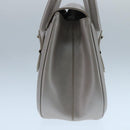 Salvatore Ferragamo Gancini Hand Bag Leather Silver Auth 104358-4