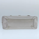 Salvatore Ferragamo Gancini Hand Bag Leather Silver Auth 104358-5