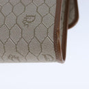 Christian Dior Honeycomb Canvas Chain Shoulder Bag PVC Leather Beige Auth 104360-16