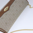 Christian Dior Honeycomb Canvas Chain Shoulder Bag PVC Leather Beige Auth 104360-6