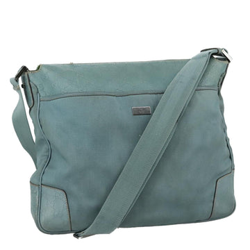 GUCCI GG Canvas Guccissima Shoulder Bag Turquoise Blue 161821 Auth 104367