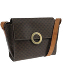 CELINE Macadam Canvas Shoulder Bag PVC Leather Brown Gold Auth 104384-1