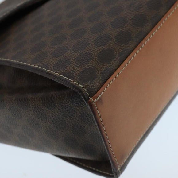 CELINE Macadam Canvas Shoulder Bag PVC Leather Brown Gold Auth 104384