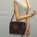 CELINE Macadam Canvas Shoulder Bag PVC Leather Brown Gold Auth 104384-23