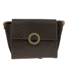 CELINE Macadam Canvas Shoulder Bag PVC Leather Brown Gold Auth 104384-13