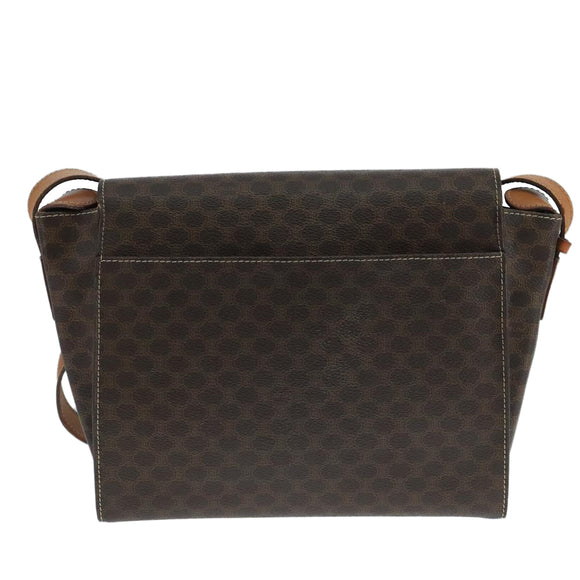 CELINE Macadam Canvas Shoulder Bag PVC Leather Brown Gold Auth 104384