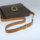 CELINE Macadam Canvas Shoulder Bag PVC Leather Brown Gold Auth 104384-7