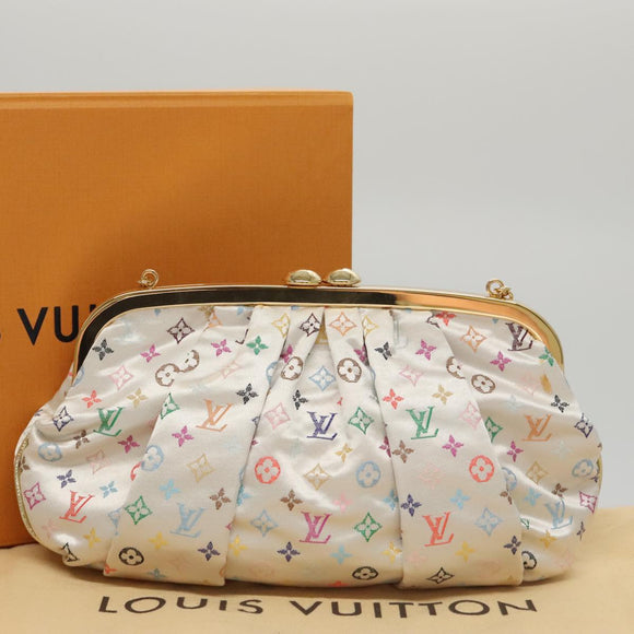 LOUIS VUITTON Multicolor Satin Omoniere Pouch White M92060 LV Auth 104388SV