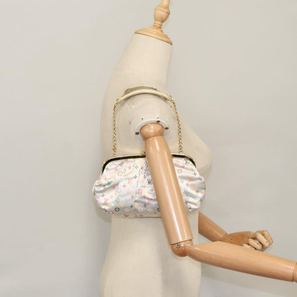 LOUIS VUITTON Multicolor Satin Omoniere Pouch White M92060 LV Auth 104388SV
