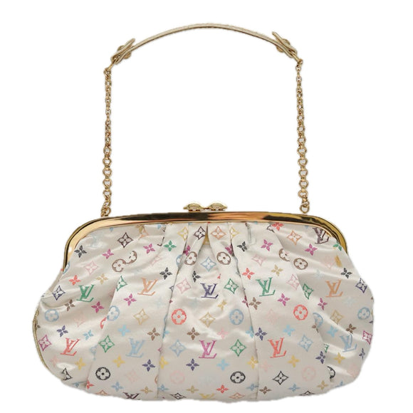 LOUIS VUITTON Multicolor Satin Omoniere Pouch White M92060 LV Auth 104388SV