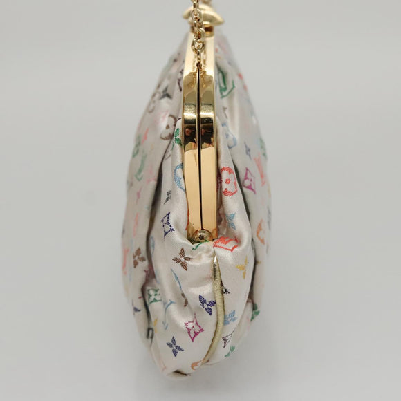 LOUIS VUITTON Multicolor Satin Omoniere Pouch White M92060 LV Auth 104388SV