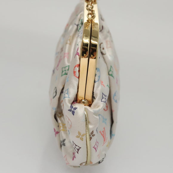 LOUIS VUITTON Multicolor Satin Omoniere Pouch White M92060 LV Auth 104388SV
